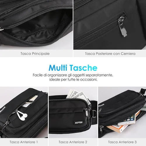 Vista 4 de AGPTEK Riñonera para mujeres y hombres, bolsa de cintura ajustable, para viajes, correr, ir de compras, senderismo, pasear perros, ciclismo