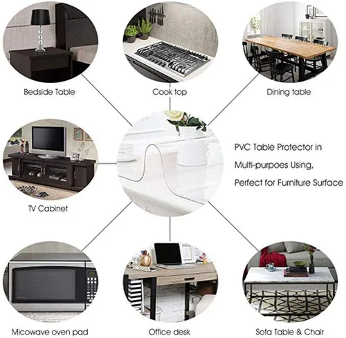 Vista 5 de YQ WHJB Mantel redondo de PVC, protector de mesa transparente, resistente al agua, lavable a prueba de aceite, transparente para mesa de café, mesa