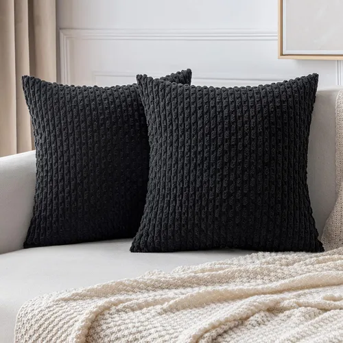 Vista 21 de MIULEE - Juego de 2 fundas decorativas para cojines, de pana suave y con estilo campestre y bohemio a rayas, para decorar hogar, sofá, cama, sala