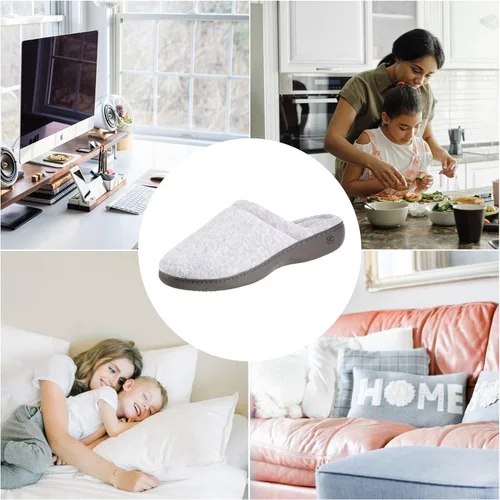 Vista 6 de isotoner Pantuflas de rizo para mujer con espuma viscoelástica para mayor comodidad en interiores y exteriores