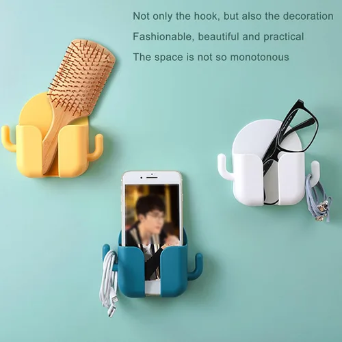 Vista 4 de CHICIRIS Soporte de teléfono para montaje en pared, soporte autoadhesivo para teléfono de pared, soporte organizador de teléfono de carga