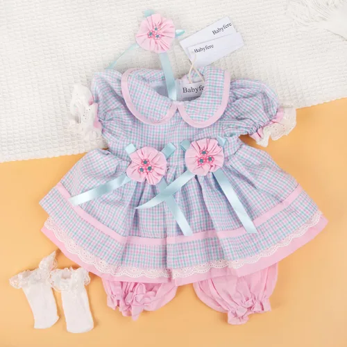 Vista 2 de Ropa de muñecas recién nacidas de 22 pulgadas, accesorios de vestir para muñecas Reborn de 22 a 24 pulgadas, conjunto de 4 piezas
