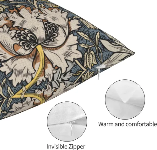 Vista 76 de Fundas de almohada William Morris diseño Strawberry Thief, fundas de almohada decorativas suaves para exteriores, fundas de almohada para decoración