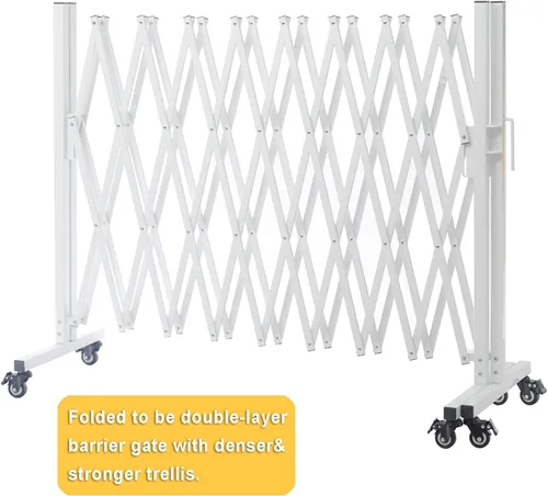 Vista 9 de Barrera extensible de metal, diseño giratorio, barrera de seguridad móvil, 18 pies, puertas de acordeón interior/exterior, valla retráctil flexible