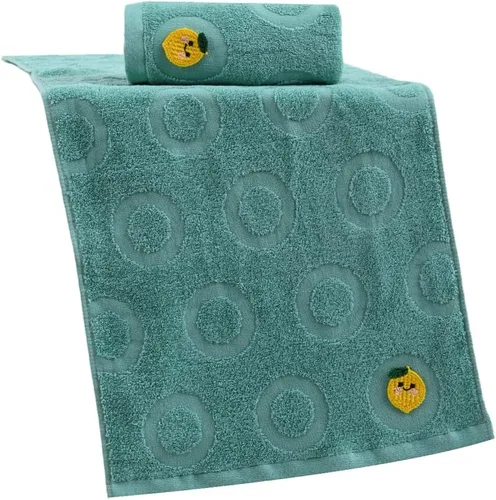 Vista 2 de YiLUOMO Green Spring - Juego de 2 toallas de mano suaves con bordado de limón, 100% algodón, absorbentes, para baño, decoración del día de San