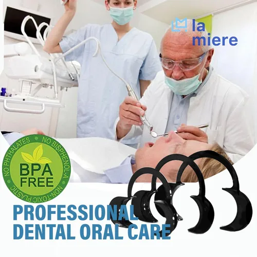 Vista 5 de LA MIERE Retractor dental de mejillas en forma de C, tamaño S, M, L, paquete de 3, negro