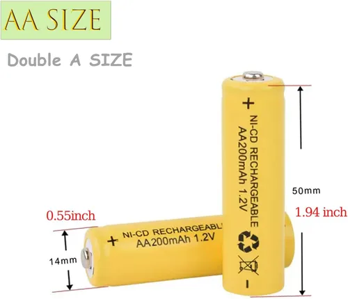 Vista 2 de Paquete de 12 baterías recargables Ni-Cd de 1.2 V AA 200 mAh para luces solares, iluminación de paisaje de césped (tamaño AA)