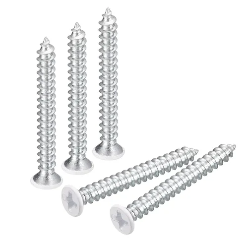 Vista 29 de uxcell Tornillos blancos ST2x4mm Tornillos autorroscantes, 100 tornillos Phillips de cabeza plana para madera para carpintería