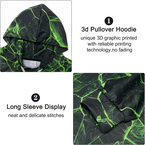 Vista 4 de uideazone Sudadera con capucha con estampado 3D para hombre y mujer, con bolsillo tipo canguro