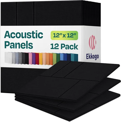 Vista 65 de Paneles acústicos, paquete de 12 paneles de pared insonorizados de 12 x 10.4 x 0.4 pulgadas, paneles de amortiguación de sonido de alta densidad