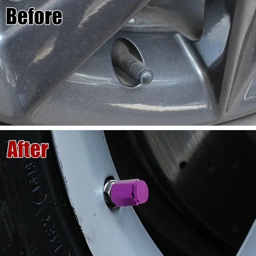 Vista 4 de zipelo Tapones para válvulas de neumáticos de automóvil, paquete de 4 cubiertas de aluminio para válvulas de aire, protección a prueba de polvo