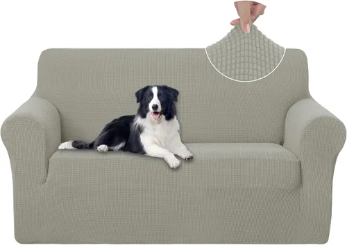 Vista 25 de U-NICE HOME Funda elástica para sofá, lavable, protector de muebles para sofá de 3 cojines, apta para mascotas (sofá, beige)