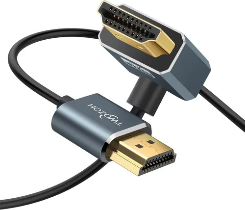 Vista 9 de Twozoh Cable HDMI flexible a HDMI en ángulo izquierdo de 90° 1ft, cable HDMI ultra delgado y delgado compatible con 3D/4K @60Hz