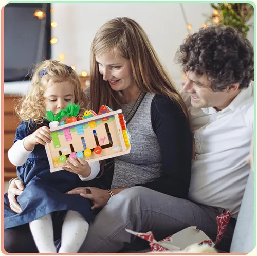 Vista 7 de Ancaixin Cubo de Actividad de 6 en 1 de Caja de Tejidos Montessori para Bebés de 6+ Meses, Cubo de Actividad de Madera, Rompecabezas para 12-18