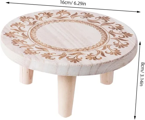 Vista 2 de OSALADI Pequeño soporte de madera para plantas suculentas de interior, pedestal de madera, taburete de madera pequeño, soporte para macetas, soporte