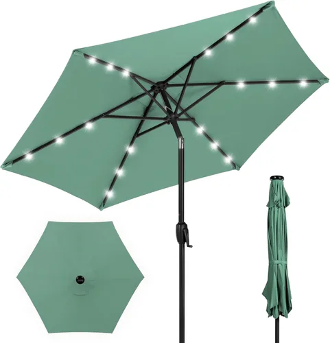 Vista 16 de Best Choice Products 7.5ft Outdoor Solar Patio Umbrella for Deck, Pool w/Tilt, Crank, LED Lights