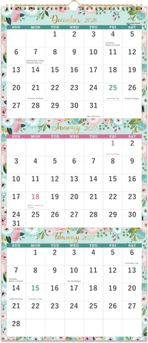 Calendario 2027 – Calendario de pared de 3 meses 2027 (plegado en un mes)