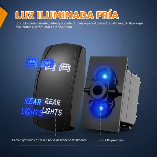Vista 6 de Nilight 90005B Interruptor Basculante Láser Momentáneo de 7 Pines para Cabrestante en Kit de Arnés de Cableado para Cabrestante 20A/12V 10A/24V Azul