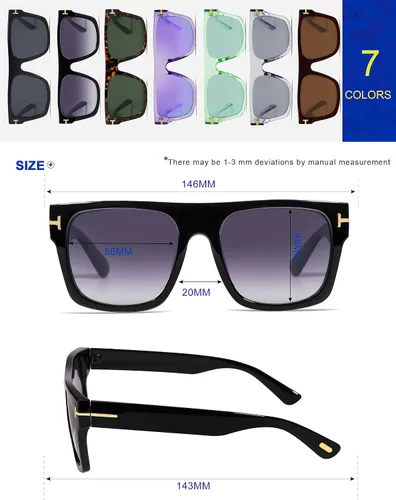 Vista 5 de VANLINKER Gafas de sol cuadradas de moda para hombre y mujer, de gran tamaño, con parte superior plana, retro, 70s, rectangular, para conducir