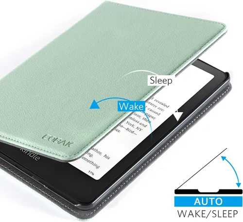 Vista 224 de CoBak Funda inteligente para Kindle Paperwhite de 6.8" de 11ª generación 2021 con función de encendido automático, ligera, delgada, de piel **Salvia