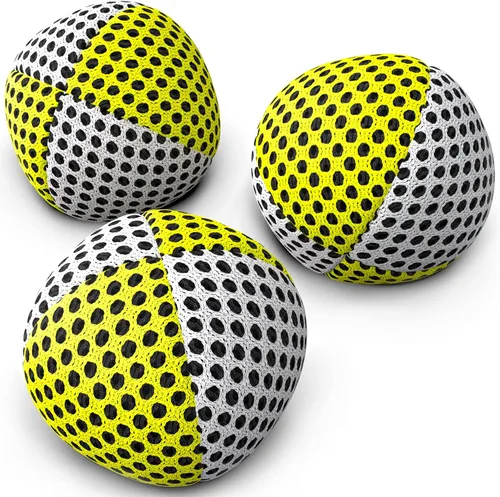 Vista 10 de speevers Juego de 3 pelotas de malabarismo para principiantes y profesionales, 14 colores disponibles, 2 capas de red y estuche de transporte, bolas