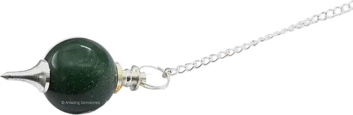 Vista 2 de Péndulo de bola de cristal de aventurina verde para adivinación, collar de péndulo de radiestesia con cadena y cuentas de cuarzo para curación