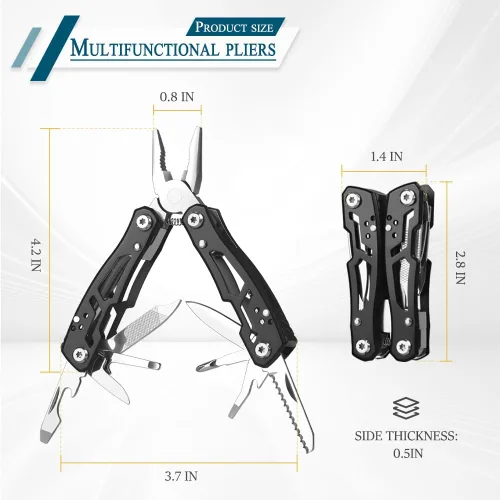 Vista 2 de Alicates multiherramienta mini, regalos de cumpleaños y Navidad para hombres, novio, papá, marido, mujeres, navaja de bolsillo 14 en 1, resistentes