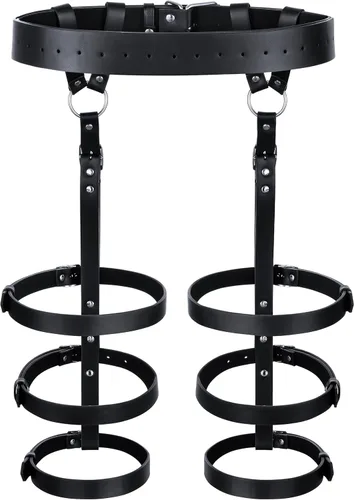 Vista 4 de Polainas de cuero sintético de caballero medieval, corsé, chal renacentista, capa de hombro, bufanda, accesorios