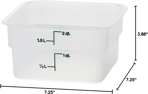 Vista 3 de Cambro Contenedor para almacenamiento de alimentos - Serie Clásica Cuadrada - 2 QT (cuartos) - Grado comercial para preparación de alimentos