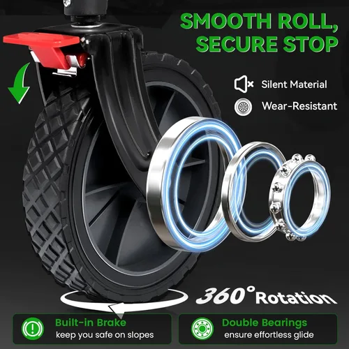 Vista 5 de Hikenture Carro plegable y cubierta de lluvia, carros extra grandes de 330 libras, carros plegables resistentes con ruedas todo terreno