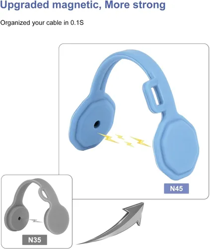 Vista 2 de 6 PCS Bridas Magnéticas de Silicona para Cables, Clips para Cables Organizador de Cordones [1S] Gestión de Cables de Cordones, Organizador Magnético