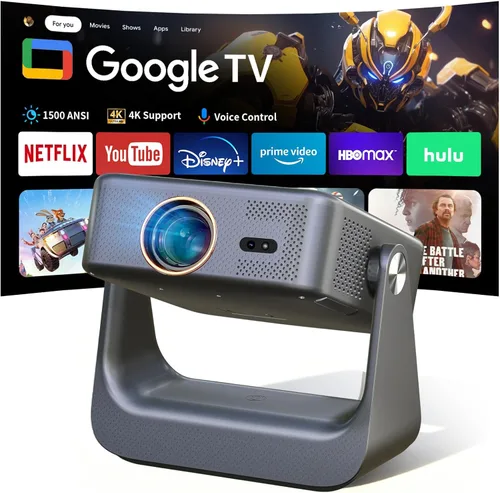 【Soporte oficial de Google TV/1500 ANSI/4K】Proyector de TV inteligente con WiFi y Bluetooth, proyector portátil nativo 1080P, enfoque automático y