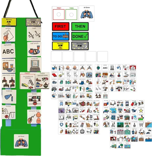 Vista 21 de Programa visual para niños – 133 tarjetas de plástico duraderas con imágenes y monedas con lazo suave Tabla de rutina diaria y recompensas por