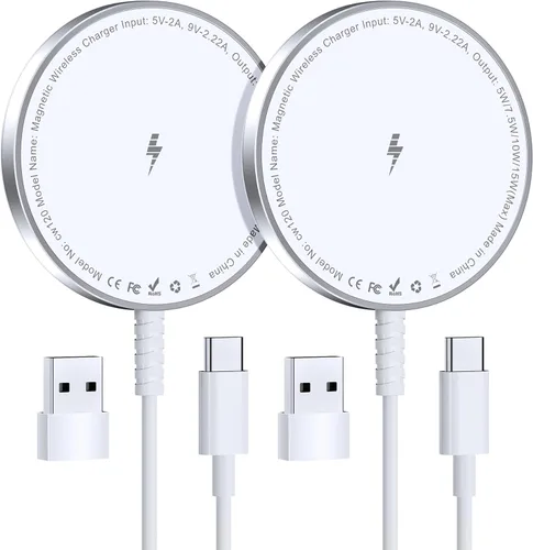Vista 11 de Cargador inalámbrico magnético para iPhone: Compatible con cargador Magsafe iPhone 17 16 15 14 13 12 Serie y Airpods 4 3 2 Pro - Carga rápida de 15