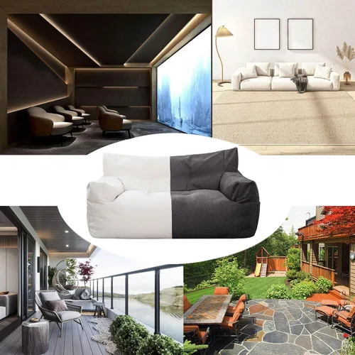 Vista 4 de Sofa Lazy Sack - Funda para puf con funda para reposapiés y funda de almohada cómoda (no contiene relleno), sofá gigante para dos personas