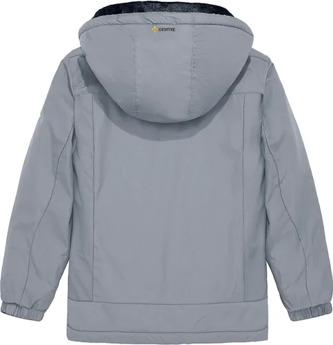 Vista 2 de GEMYSE Chaqueta de esquí impermeable para niño con capucha y forro polar resistente al viento