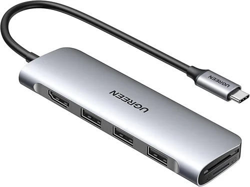 UGREEN Revodok Hub USB C 6 en 1 USB C Dongle 4K HDMI, 3 puertos USB 3.0, lector de tarjetas SD/TF compatible con MacBook Pro, MacBook Air, iPad,