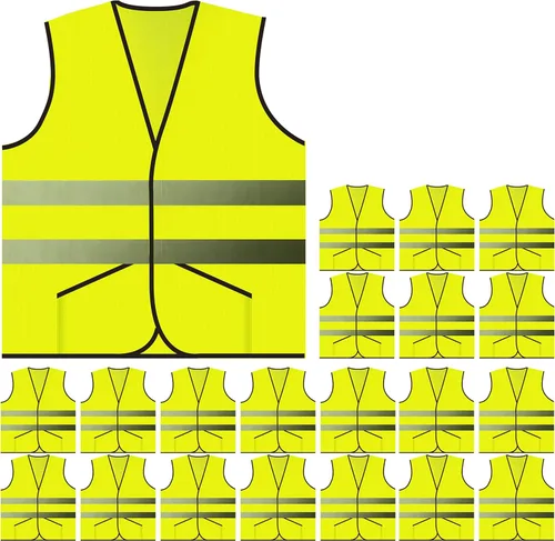 Vista 8 de PeerBasics Chaleco de seguridad de bolsillo Paquete a granel reflectante de alta visibilidad para hombres y mujeres