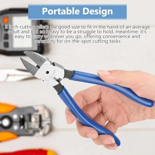 Vista 6 de TU-728 Cortadores de puerta empotrados - Alicates diagonales azules portátiles para varios cables