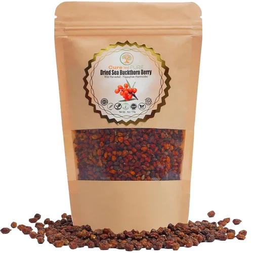 Cure Wid Pure | Organic Whole Dried Seabuckthorn Berries 4oz | Sea Buckthorn Berry From Himalaya | Espino Amarillo | High In Vitamin C,E & Omega 7 |