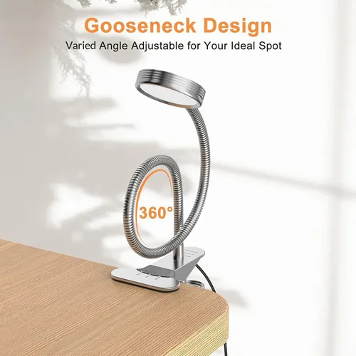 Vista 8 de LEPOWER Luz con clip, luz de lectura, luces de libro, lámpara de escritorio cambiable de color, luces nocturnas con clip para escritorio, cabecera