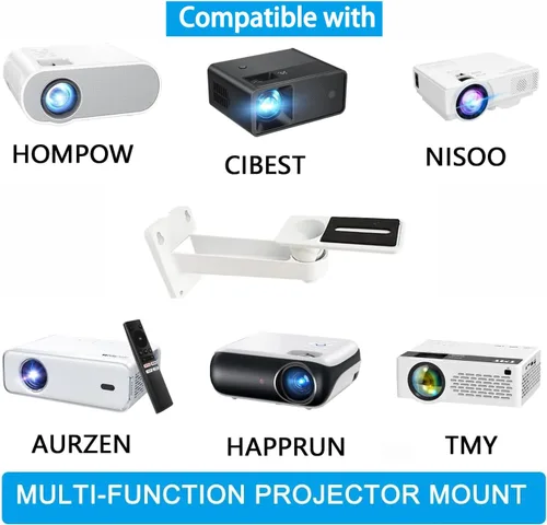 Vista 2 de 2-Be-Best Soporte de pared para mini proyector, ángulo mejorado, longitud de montaje de proyector ajustable de 7.9 pulgadas, rotación de 360°
