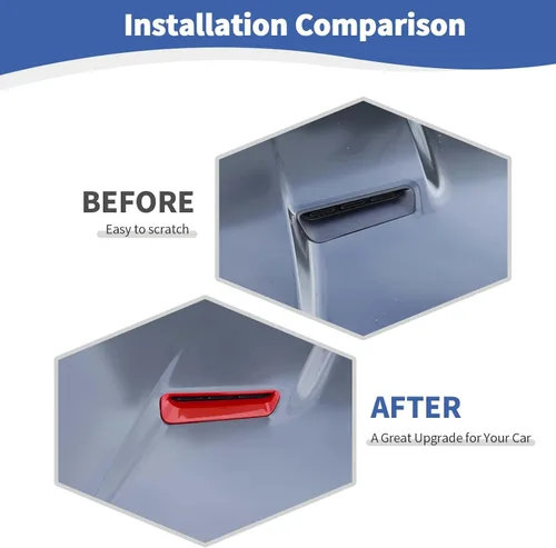 Vista 2 de RT-TCZ para Challenger Cubierta de Entradas de Aire del Capó Inserto de Recorte Rojo para Dodge Challenger 2015-2023 Accesorios Exteriores Rojos 2