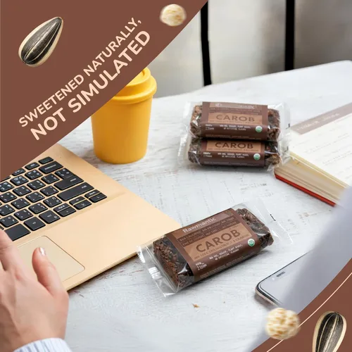 Vista 7 de Rawmantic chocolate Barra de proteína vegana de algarroba de 2.12 onzas, 2.12 oz, 12 barras