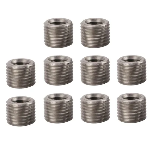 Vista 28 de 10 piezas de inserto de rosca autorroscante, tuerca reductora de rosca de 15 mm, rosca hembra M10 x 1.5 mm y rosca macho M12 x 1.75 mm, kit