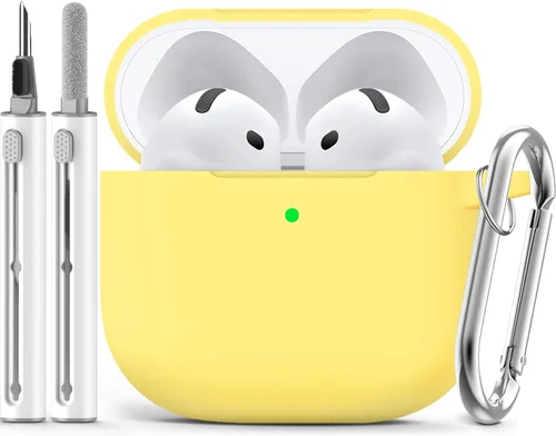 Vista 15 de Ljusmicker – Funda para AirPods 4 (2024) con juego de limpieza, funda protectora de silicona suave para Apple AirPods 4ta generación, accesorios