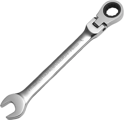 Vista 18 de WISEUP Llave de trinquete, llave CR-V de acero al cromo-vanadio de 0.315 in, llaves combinadas ajustables de 180 °, llave de trinquete de doble