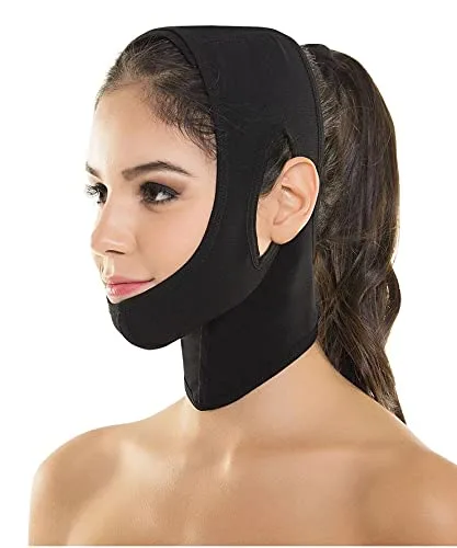 Correa de barbilla Banda de soporte de cuello vendaje Mentonera Post Quirurgica Lifting facial Slimmer Chin Lift Compresión facial Ref 356 Negro