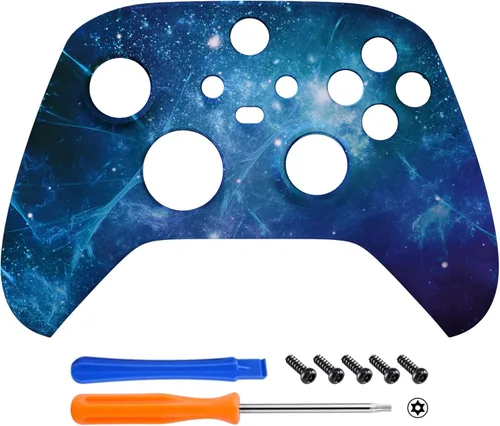 Vista 3 de eXtremeRate Custom Shell for Xbox Series X & S Controller, Blue Nebula Replacement Cover Front Housing Cover for Xbox Core Controller Wireless