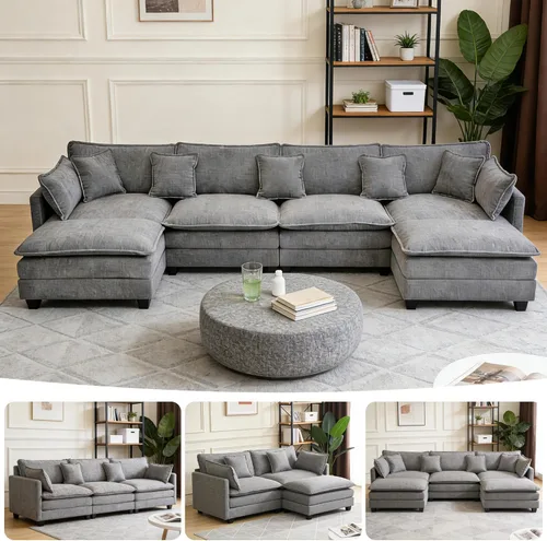 Vista 28 de Sofá seccional, cómodo sofá modular de nube, sofá modular de asiento profundo, sofá moderno en la nube, sofás modulares para sala de estar, Beige